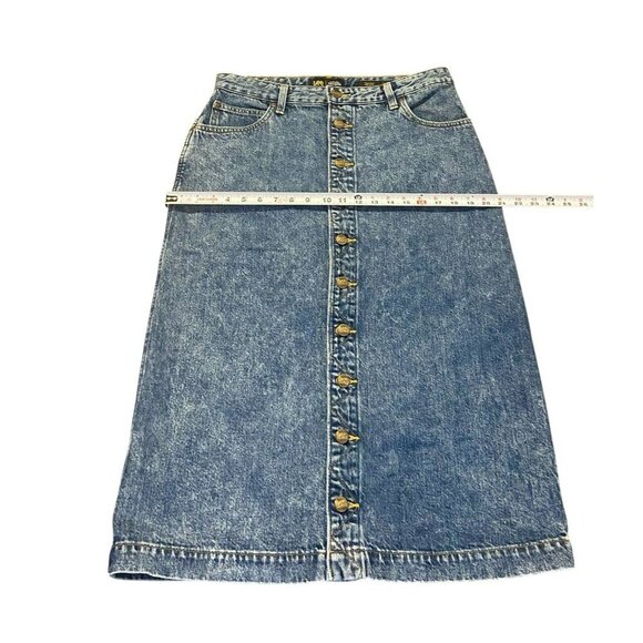 Lee Vintage Modern High Rise Midi Denim Skirt 32 Western 80s Grunge Blue - Picture 5 of 9